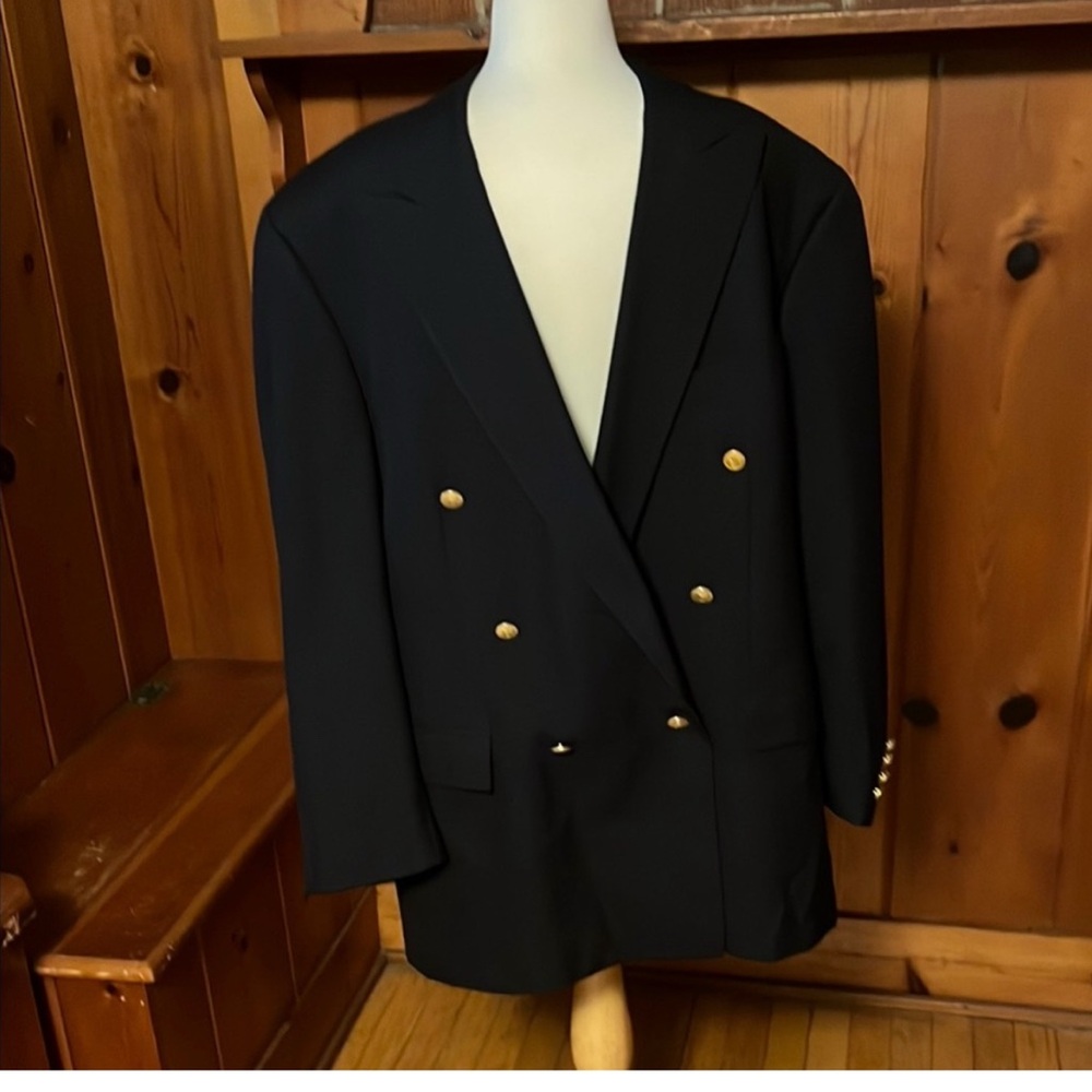 Classic Navy Blue Double-Breasted Blazer